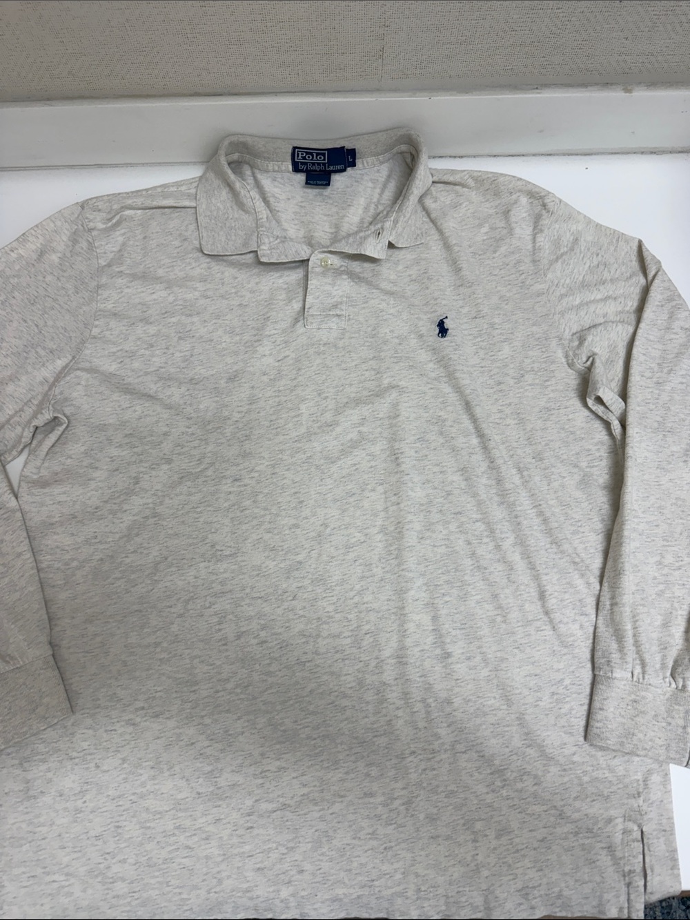 Polo by Ralph Lauren Long Sleeve Polo - Light Heather Gray with Navy Pony